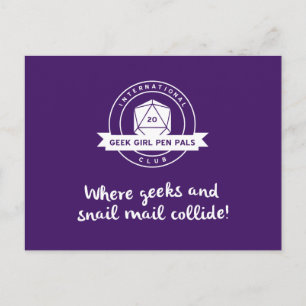 vykort för Klubb av Geek Girl Pen Pals