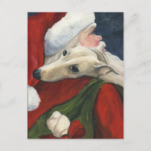 Vykort för konst för hund för vinthundSanta jul