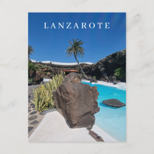 vykort för Lanzarote simmande bassäng och handflat