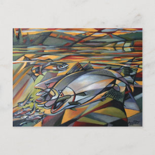 Vykort för laxsoluppgångcubism