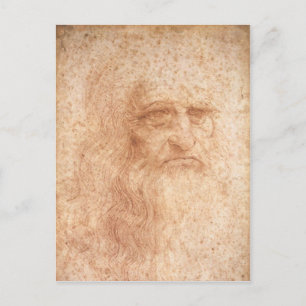 vykort för Leonardo da Vinci-självbetjänt porträtt