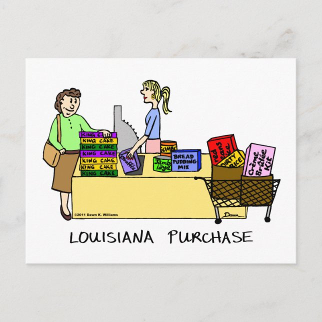 Vykort för Louisiana Purchase Tecknad (Framsida)