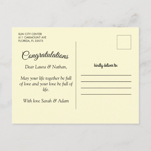 vykort för lycklig bröllop (Baksida)