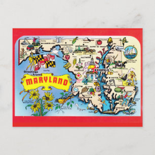 Vykort för Maryland State Karta