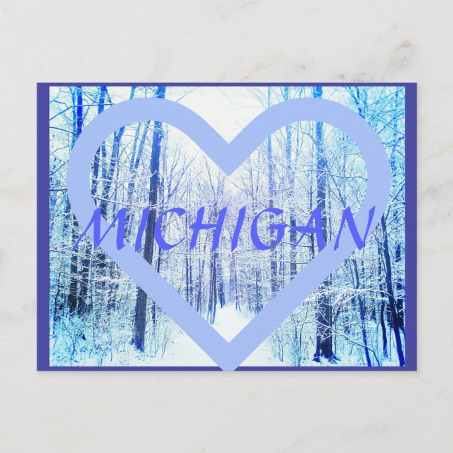 vykort för Michigan Winter Woodland (Framsida)