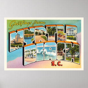 Vykort för Myrtle Beach South Carolina SC-vintage Poster