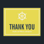 Vykort för Nautisk Tack i Bröllop<br><div class="desc">Tunga och Gult Nautical Bröllop Tack Postcard Mörk navy blue och gult-tack för ett kort med vit helmbild. Detta är perfekt för nautiskt tema bröllop eller havs- och havstema bröllop. com com com com com</div>