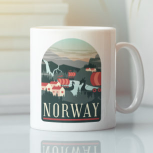 vykort för norge liggande Vintage resor Kaffemugg