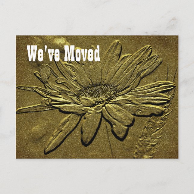 Vykort för Ny adress Blommigt för skulpterad Daisy (Framsida)