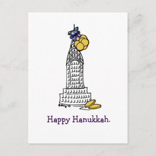 vykort för NYC Skyscraper Lycklig Hanukkah Helgdag