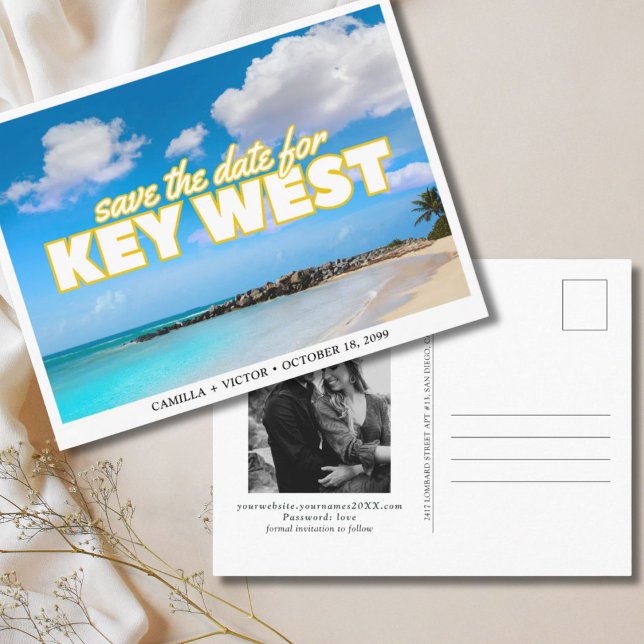 vykort för nyckel Väster Bröllop spara datum (Key West Wedding Save the Date Postcard
)