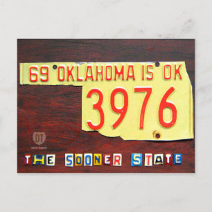 Vykort för Oklahoma registreringsskyltkarta