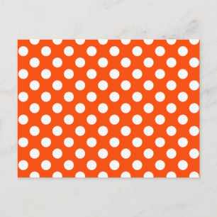 vykort för orange och vit polka-Bröllop OSA