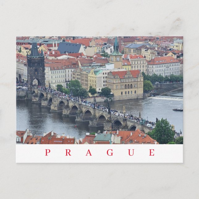 vykort för Prags Charles Bridge-panoramavi (Framsida)