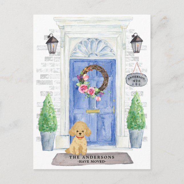 vykort för pudel Flytta-meddelande (Framsida)