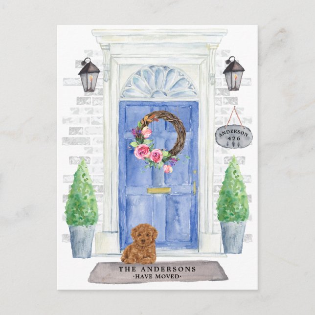 vykort för pudel Flytta-meddelande (Framsida)