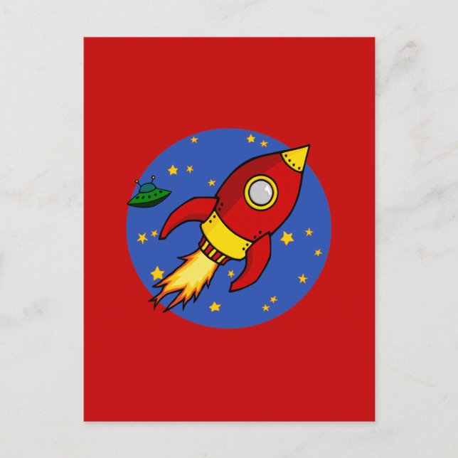 Vykort för raketröd gult (Framsida)