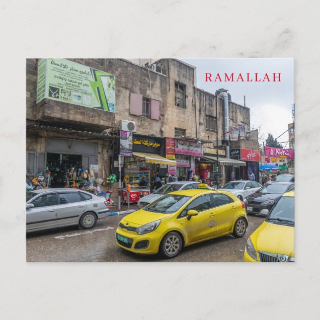 vykort för Ramallah gult taxi (Framsida)