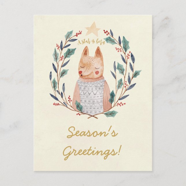 Vykort för räv för god juljärnekkran (Framsida)