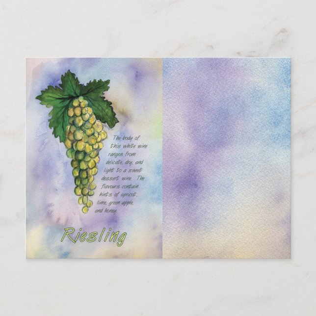 vykort för Riesling White Vin-grafik (Framsida)