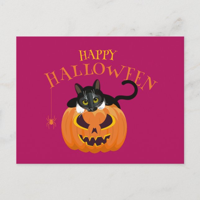 vykort för roligt av Happy halloween Cat (Framsida)