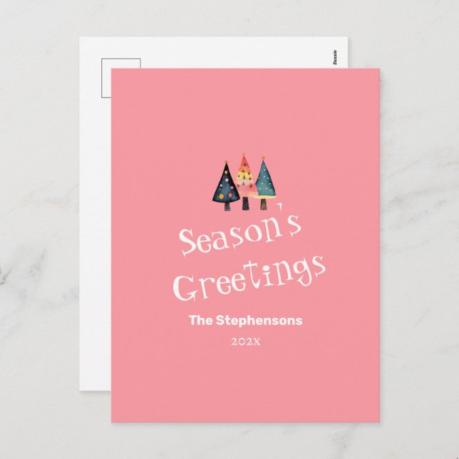 Vykort för Rosa av Helgdag i Julgranar för akut re (Fram/baksida)