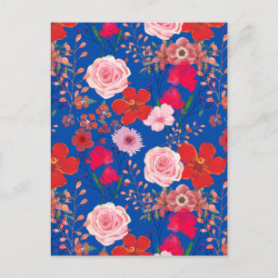 vykort för rosa och rödblommor