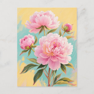 vykort för rosa peonies