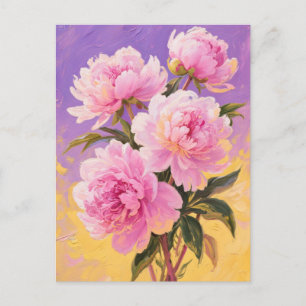 vykort för rosa peonies