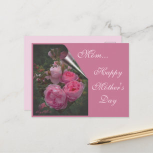 vykort för rosa ros Mors dag