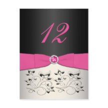 vykort för rosa, svartvitt och Silver-Bordsnummer