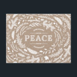 vykort för Rustic Winter Helgdag<br><div class="desc">Dagens vykort i helgdag har en viskös, rustik gräns eller grenar och löv kring ord Peace på en papper grund. Klicka på Anpassa om du vill lägga till egen anpassningsbar och foton på baksidan av kortet eller lämna tomt om du vill lägga till ett handskrivet meddelande för familj och vänner....</div>