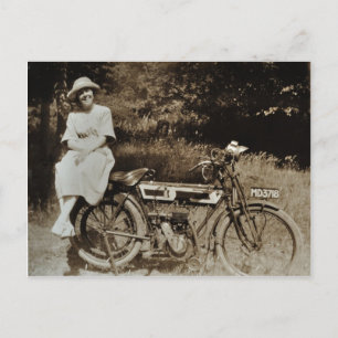 Vykort för sepia för vintagemotorcykel c1920s