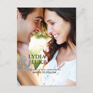 vykort för silver Glitter Spara datum meddelande