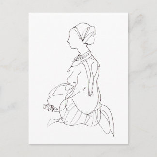 vykort för sittande kvinna