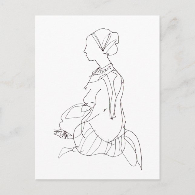 vykort för sittande kvinna (Framsida)