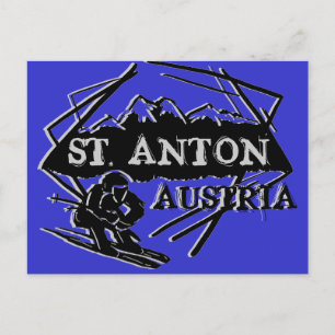vykort för skidskidor i Saint Anton Austria logoty