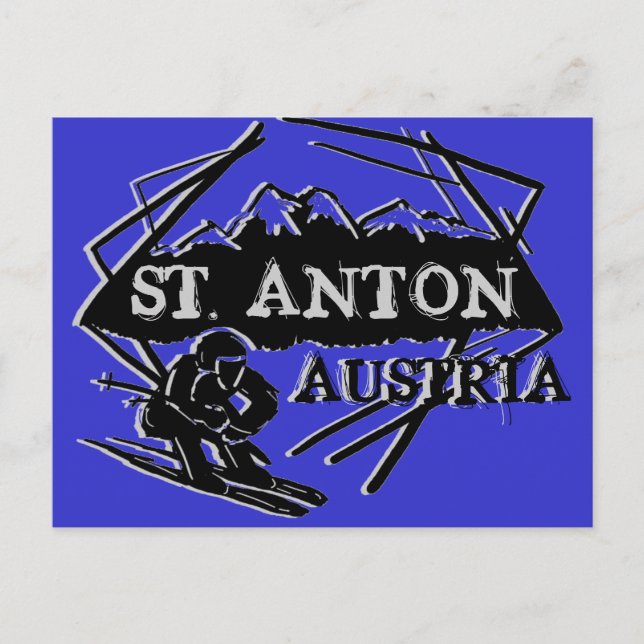 vykort för skidskidor i Saint Anton Austria logoty (Framsida)