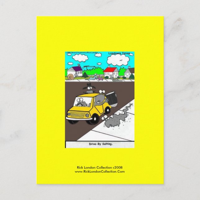 Vykort för Slug/Snigel Tecknad "Drive by Salting"  (Framsida)
