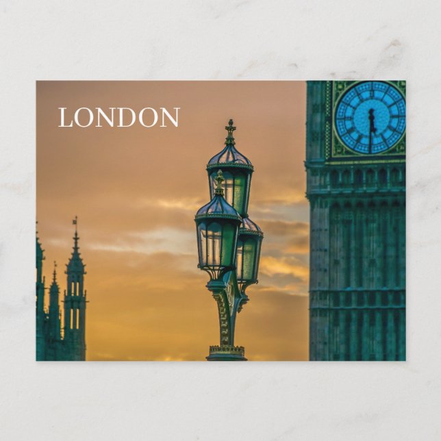 vykort för solnedgång i London Westminster (Framsida)
