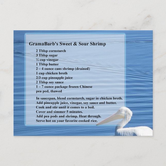 vykort för sötsaker och sura räkor (Framsida)