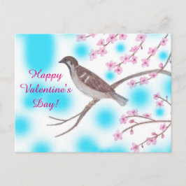 Vykort för sparrow- och körsbärblommarvalentin