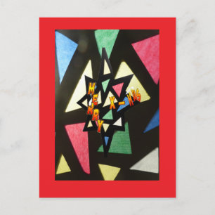 Vykort för stjärna för målat glassmönsterjulafton