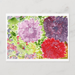 vykort för stora lilor och rosa blommor