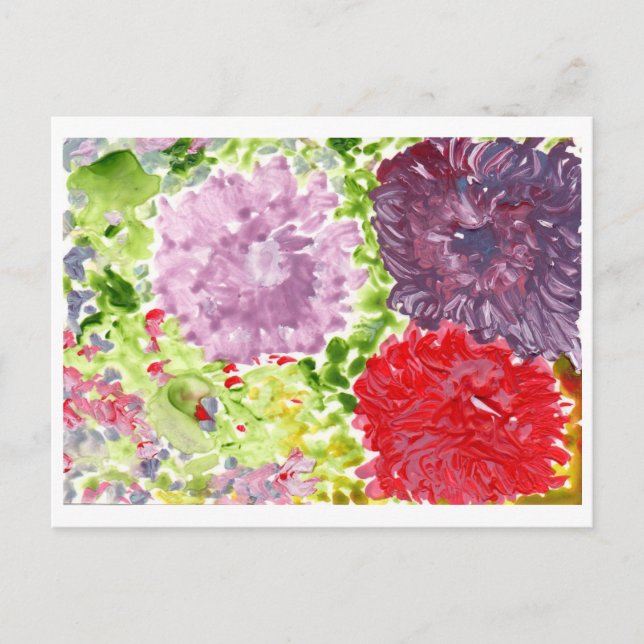 vykort för stora lilor och rosa blommor (Framsida)