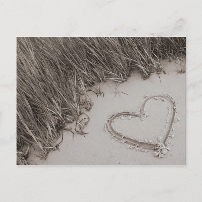 Vykort för strandhjärtaSepia (Framsida)