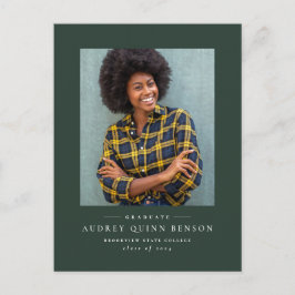 Vykort för studenten-inbjudan till klassiskt grönt