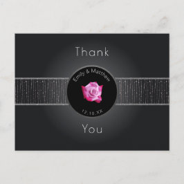 vykort för Tack av lågfrekvon i rosa ros Silver