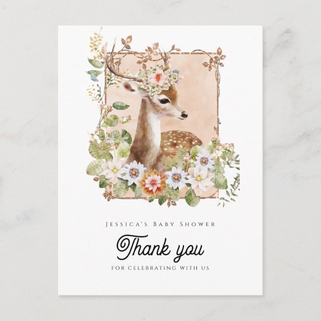 vykort för Tack för Woodland Manor Baby Shower (Framsida)