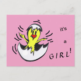 Vykort för Tecknad för Cute Flicka Chick